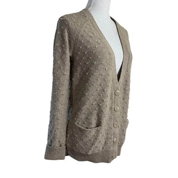 TopShop Textured Cardigan Sweater Size 4 Oatmeal Beige Buttons Long Sleeves - Picture 5 of 8